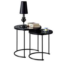 COUCHTISCHSET LEYRE 2er Set schwarz - Schwarz, Glas (50/50/50cm) - IDIMEX