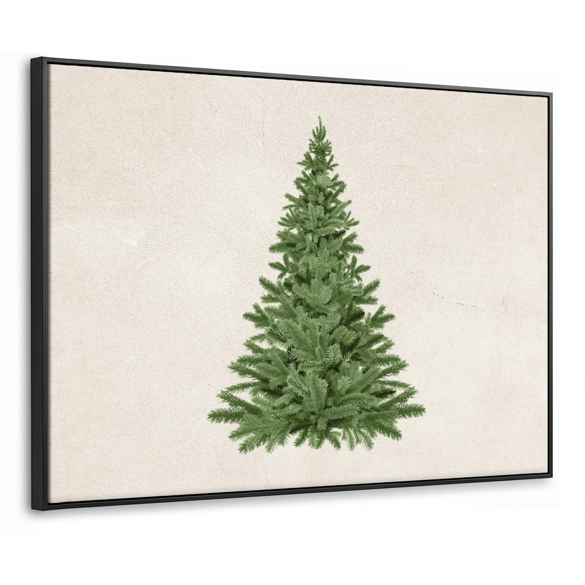 LEINWAND Bilder mit Rahmen - Weihnachtsbaum - Grün - Weihnachten - Feiertage - 100x70 - Olivgrün, Textil (100/70cm) - MuchoWow