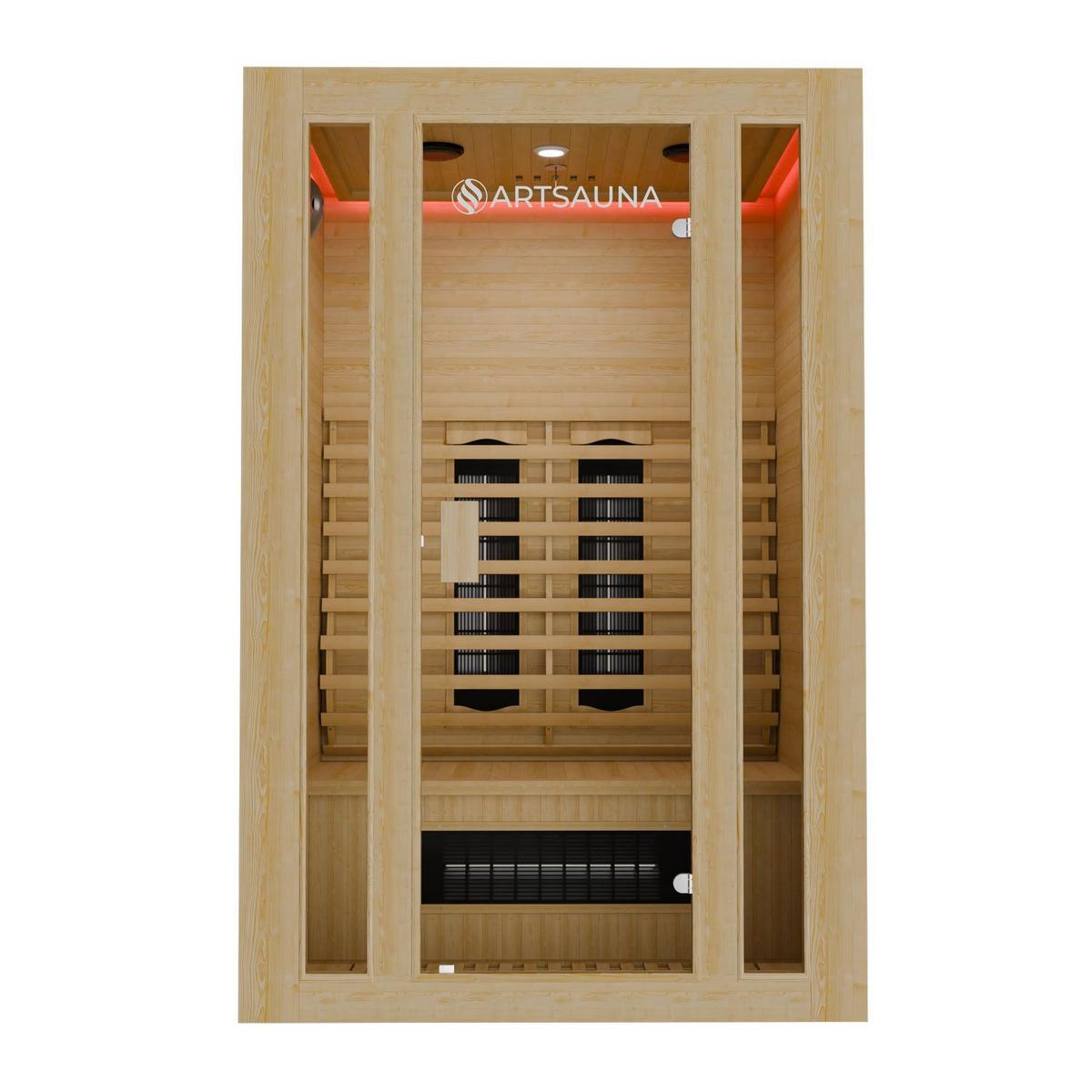 INFRAROTKABINE Nyborg S120K mit Keramik-, Flächenstrahler & Hemlockholz - Naturfarben, Holz (120/190/105cm) - Artsauna