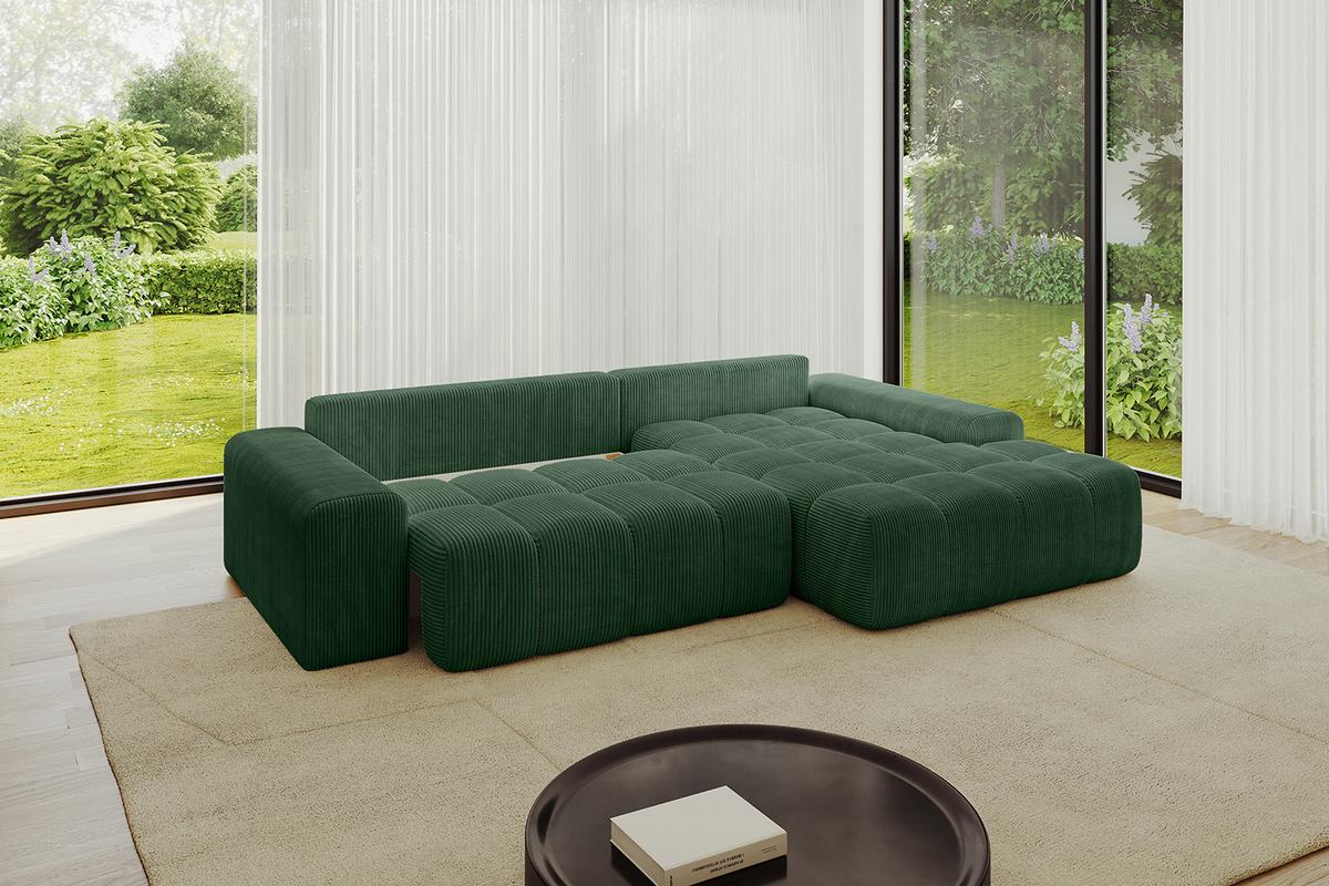 ECKSOFA Ottomane Rechts ENSI-L - 267x164x69 cm Grün - Grün, Holzwerkstoff/Kunststoff (164/267cm) - ALTDECOR
