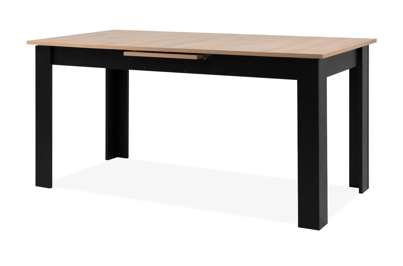 ESSTISCH Eiche Artisan, schwarz 160 - 20 cm, Küchentisch ausziehbar - Schwarz/Eiche Artisan, Holzwerkstoff (160/80/75cm) - Furn.Design