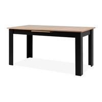 ESSTISCH Eiche Artisan, schwarz 160 - 20 cm, Küchentisch ausziehbar - Schwarz/Eiche Artisan, Holzwerkstoff (160/80/75cm) - Furn.Design
