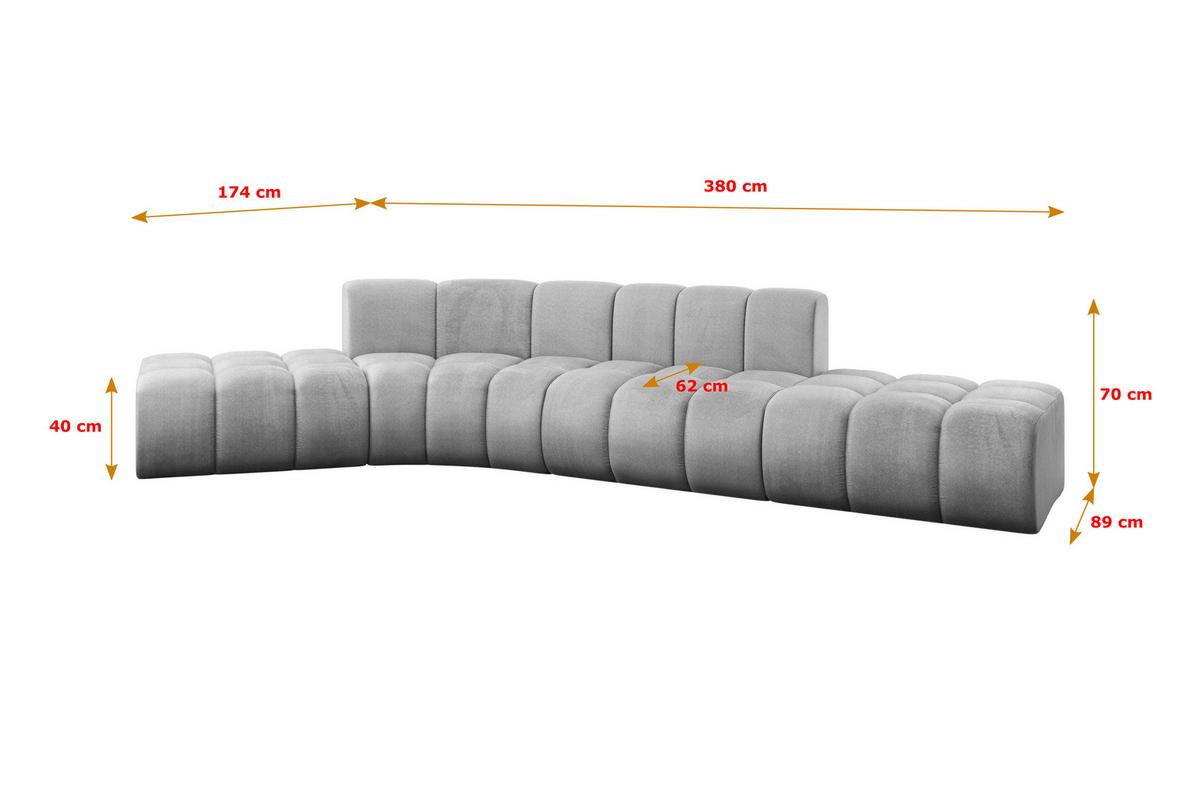 ECKSOFA modulares Sofa Solven-L1 - 380x174x70 cm Grau - Hellgrau, Holzwerkstoff/Textil (380/174cm) - ALTDECOR