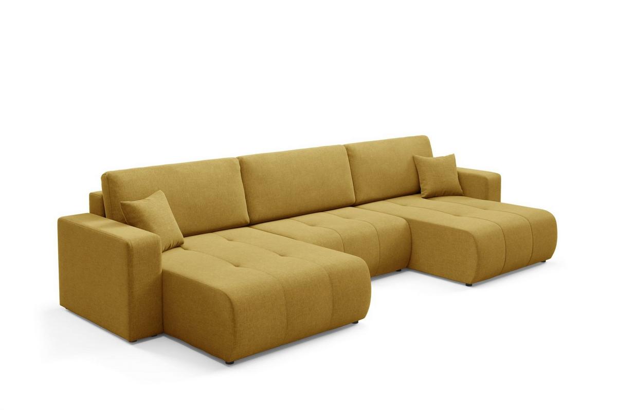 WOHNLANDSCHAFT Augusto - Gelb, Holzwerkstoff/Textil (344/82/149cm) - Fun Möbel