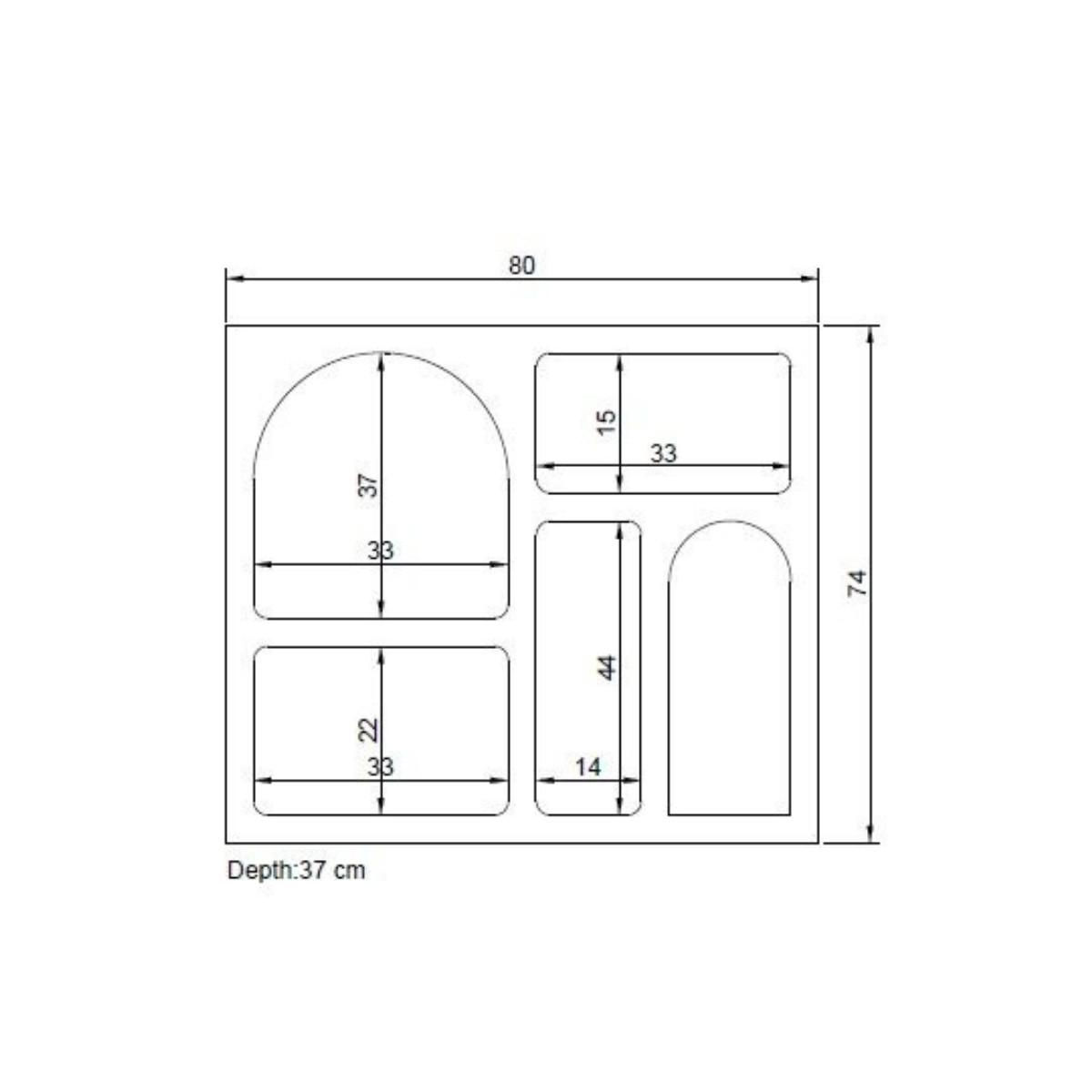 REGAL mit 5 Fächern 80/37/74 cm - Weiß, Holzwerkstoff (37/74/8cm) - Calicosy
