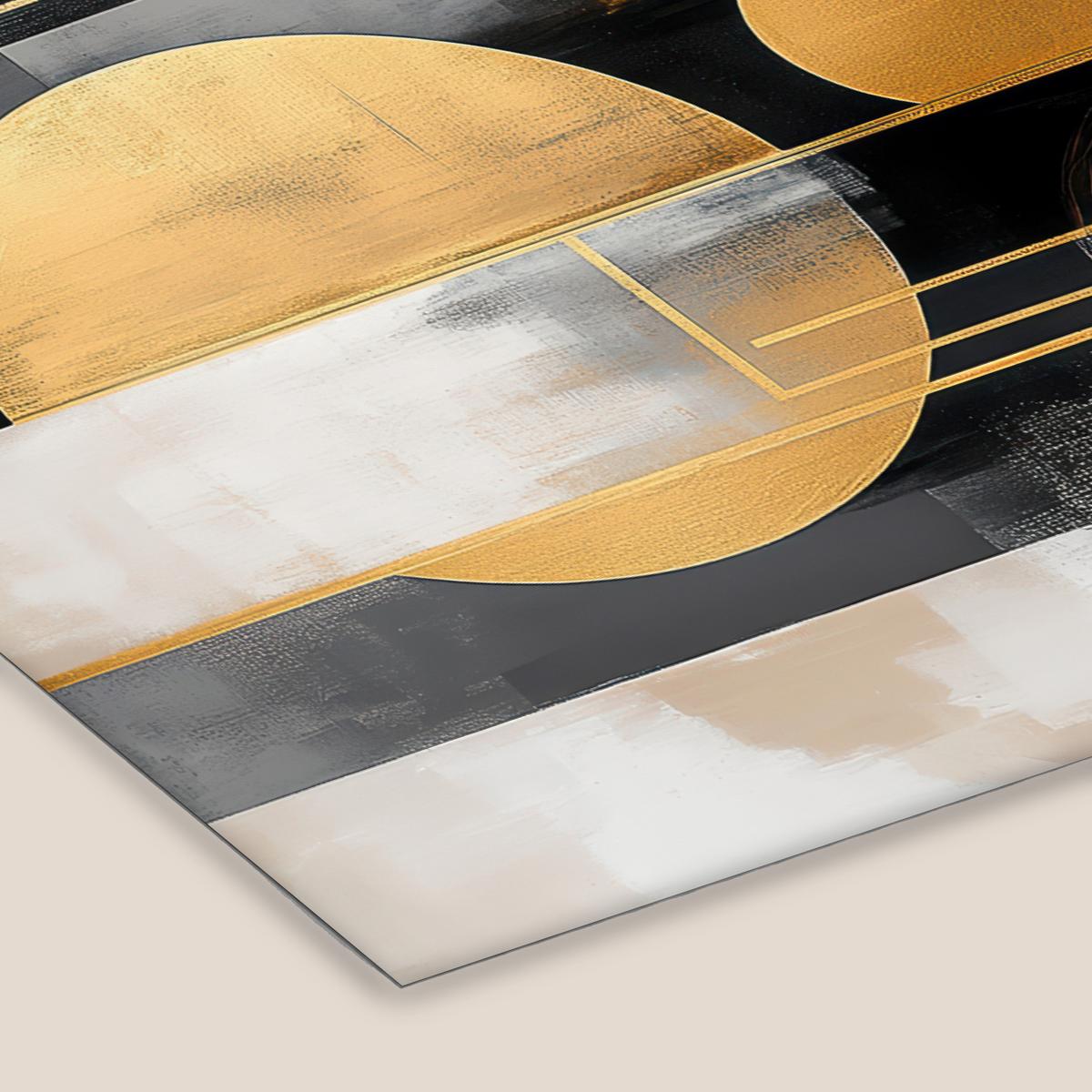 POSTER MIT RAHMENGERAHMTES BILD Abstrakt - Gold - Silber - Formen - Ästhetisch - Modern 120x80 cm - Goldfarben, Papier (120/80cm) - MuchoWow