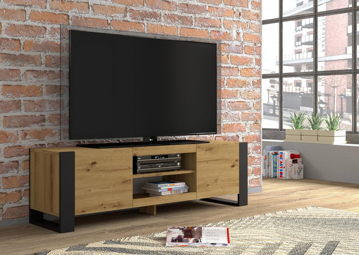 TV LOWBOARD Artisan, Schwarz 158/47/40 - Schwarz, Holzwerkstoff (158/47/40cm) - RAUMHIRSCH FURNITURE