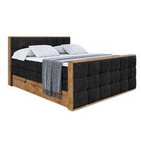 BOXSPRINGBETT mit Matratze H3|H4 und Lattenrost - LOLLI7-Z KING-140x200 - Schwarz Casablanca - Schwarz, Holzwerkstoff (140/200cm) - ALTDECOR