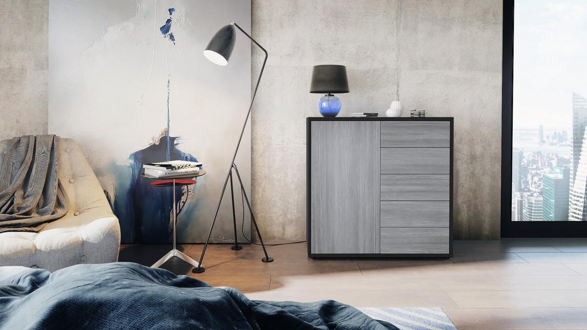 KOMMODE Ben Front in Avola-Anthrazit - Anthrazit, Holzwerkstoff (79/74/36cm) - Vladon
