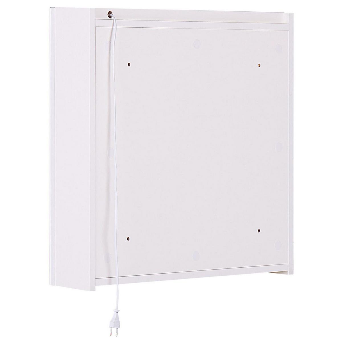 BAD SPIEGELSCHRANK weiß/silber mit LED-Beleuchtung 60/60 cm Chabunco - Silberfarben/Weiß, Holz (60/60/14cm) - Beliani