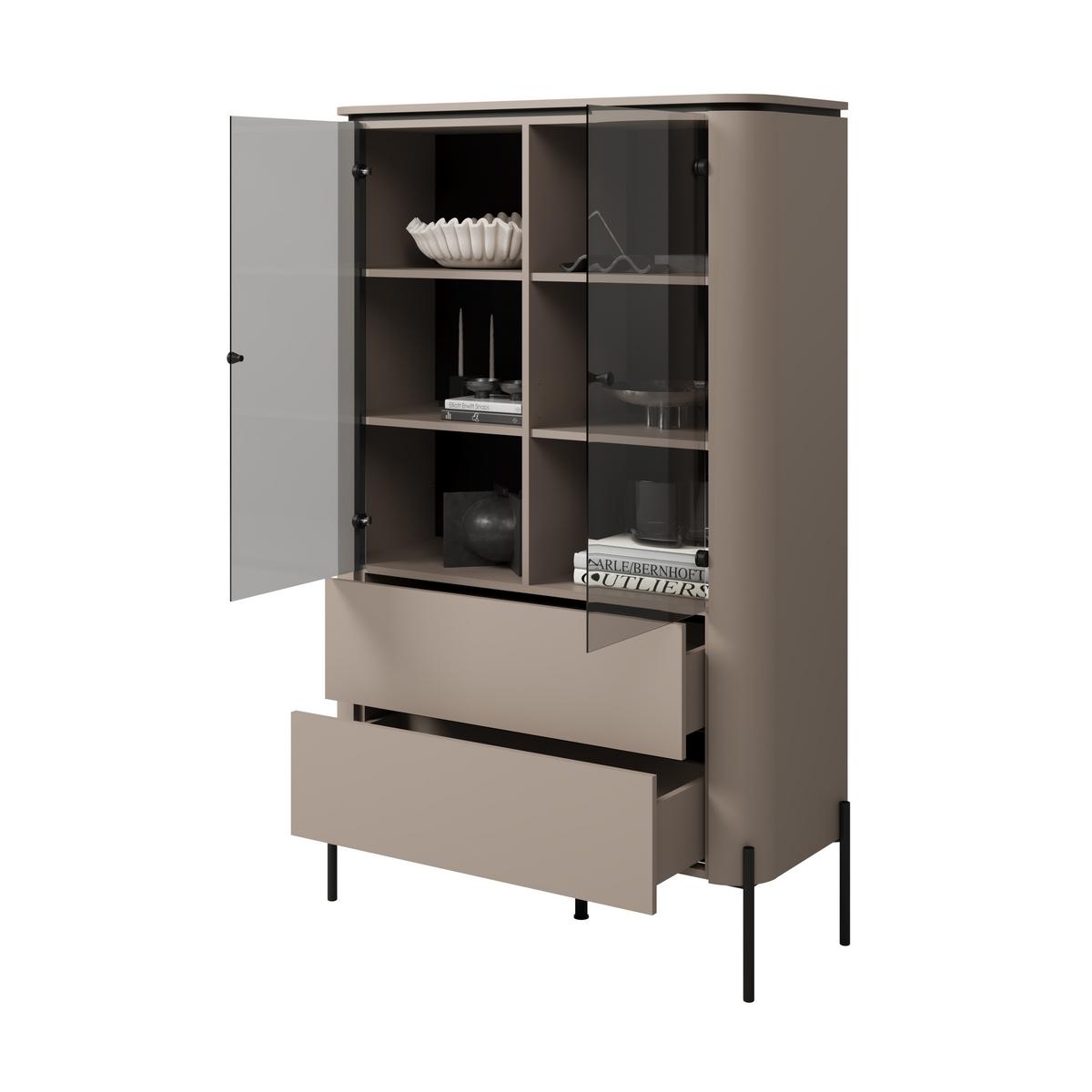 VITRINE BELVIO 160 / 98 cm in Beige - Beige, Holzwerkstoff (98/160/40cm) - MASSENO