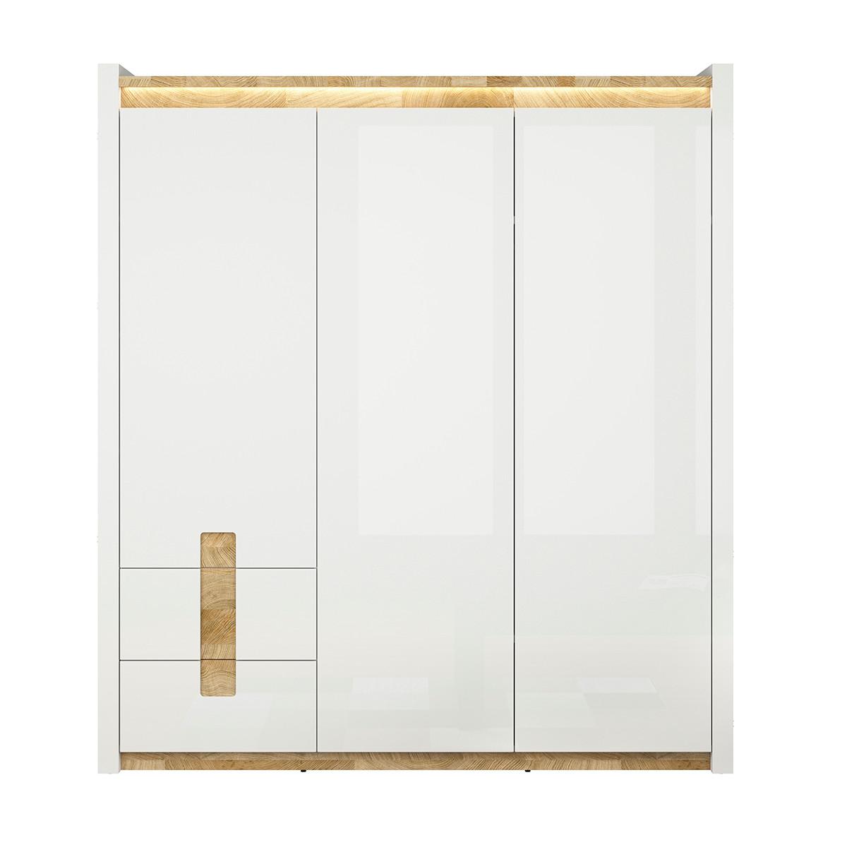 SCHRANK 3 Türen Helios Weiß und Holz - Weiß, Holzwerkstoff (180/202/60cm) - Petits-meubles