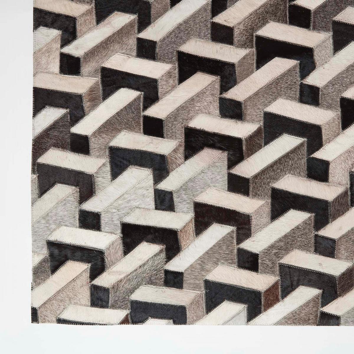 PATCHWORK-TEPPICH Leder, geometrisch gemustert 90/150 cm - Multicolor, Leder (90/150cm) - Homescapes