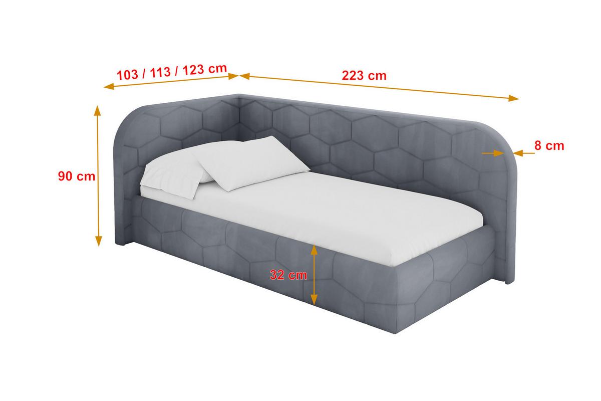 EINZELLBETT Jugendbett mit Bettkasten und Matratze H3/H4, Rechts - JAXY 80x200 Grau - Blaugrau, Holzwerkstoff/Textil (80/200cm) - ALTDECOR