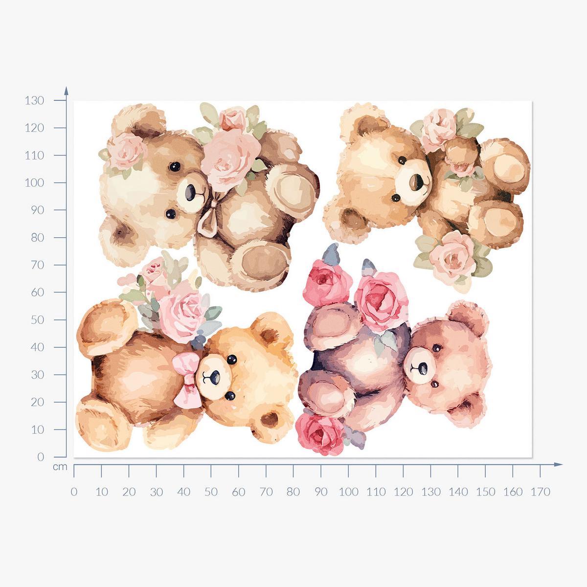 WANDAUFKLEBER 130x167cm - Teddybären - Multicolor, Kunststoff (130/167/0.1cm) - Wallfluent