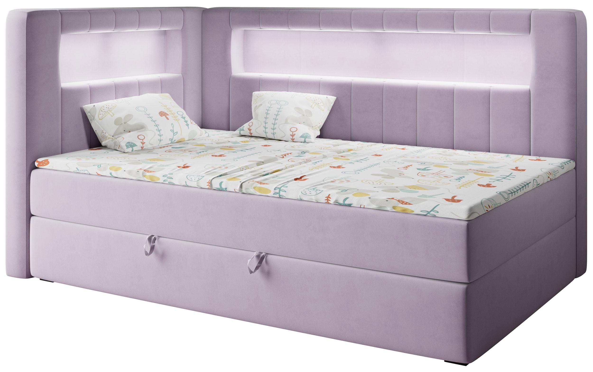 BOXSPRINGBETT JUNIOR GOLD 3 90/200 Violett - linke Seite - Violett, Holz/Textil (90/200cm) - MKS