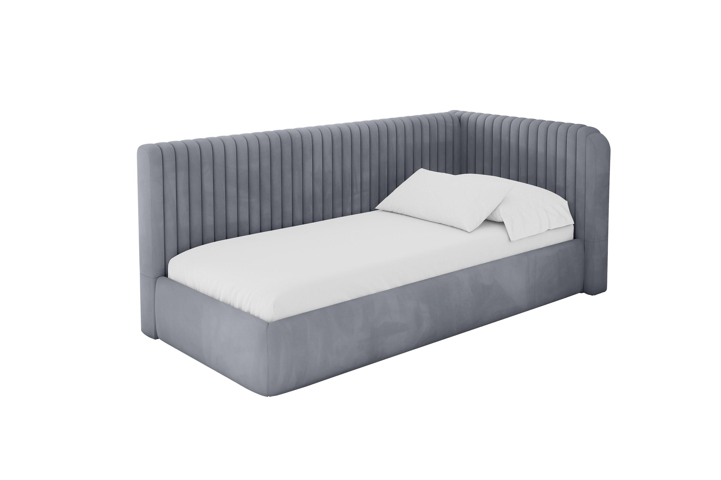 EINZELLBETT Jugendbett mit Bettkasten, Links - AURY 100x200 Grau - Grau, Holzwerkstoff/Textil (100/200cm) - ALTDECOR