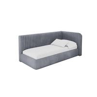 EINZELLBETT Jugendbett mit Bettkasten und Matratze H3/H4, Links - AURY 90x200 Grau - Grau, Holzwerkstoff/Textil (90/200cm) - ALTDECOR