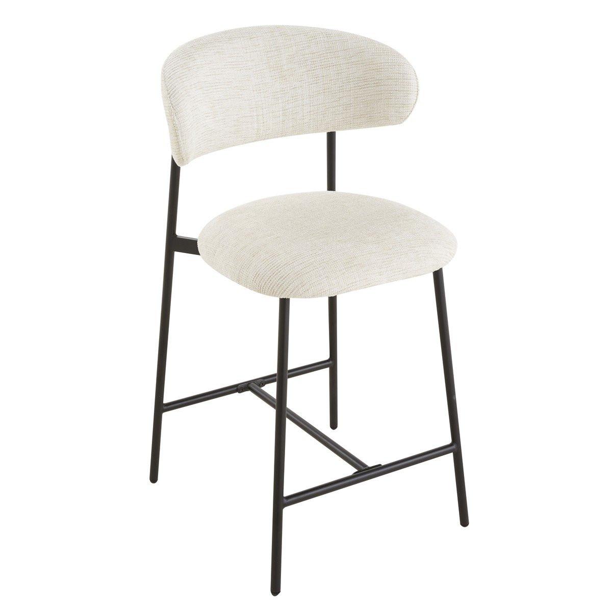 2ER-SET Hocker aus meliertem Stoff mit Metallbeinen Draco 52/53/94 cm - Beige, Holzwerkstoff (46/94/51cm) - Calicosy