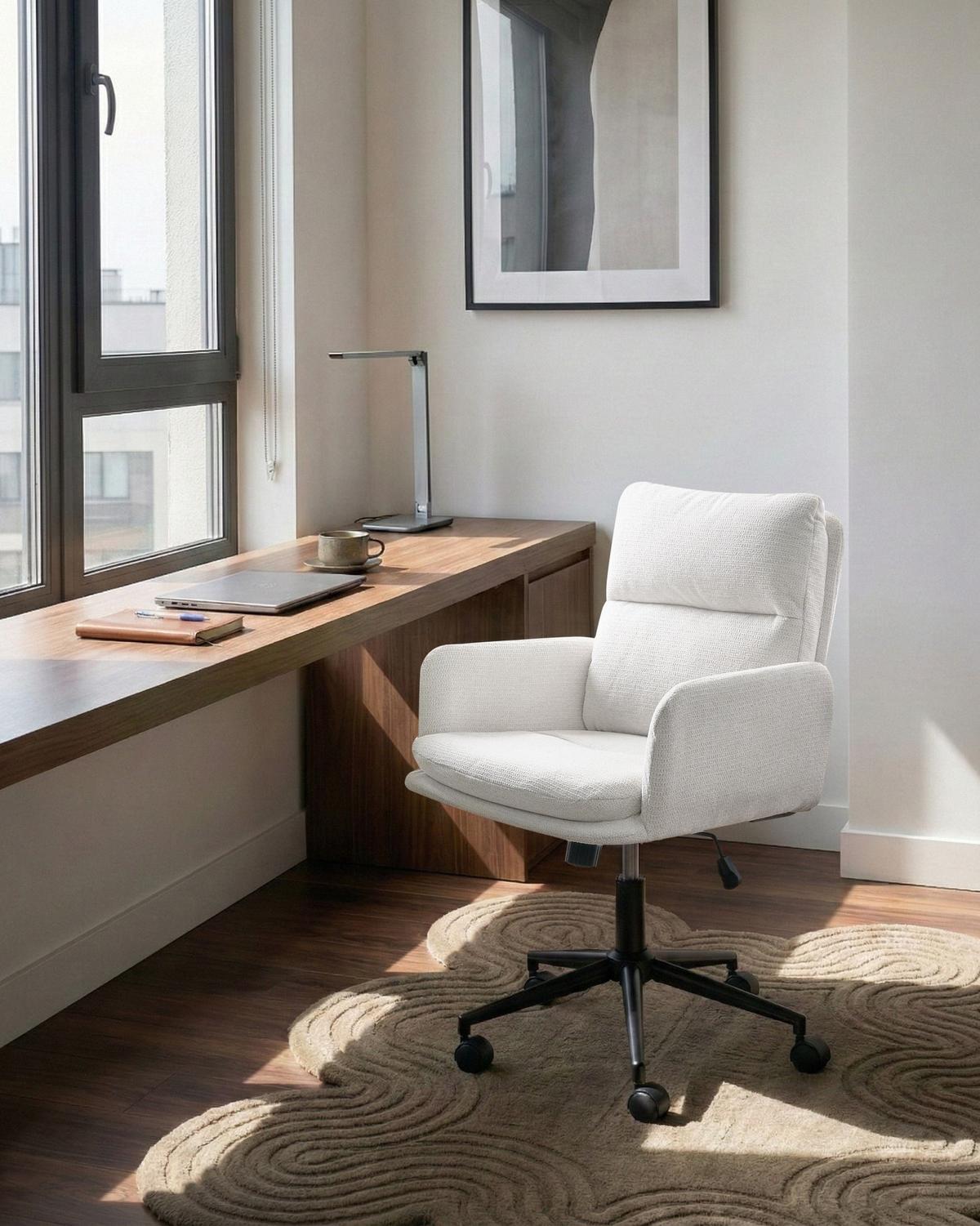 BÜROSTUHL Cremeweiß Constantia - Creme, Textil/Metall (58/86/58cm) - Beliani