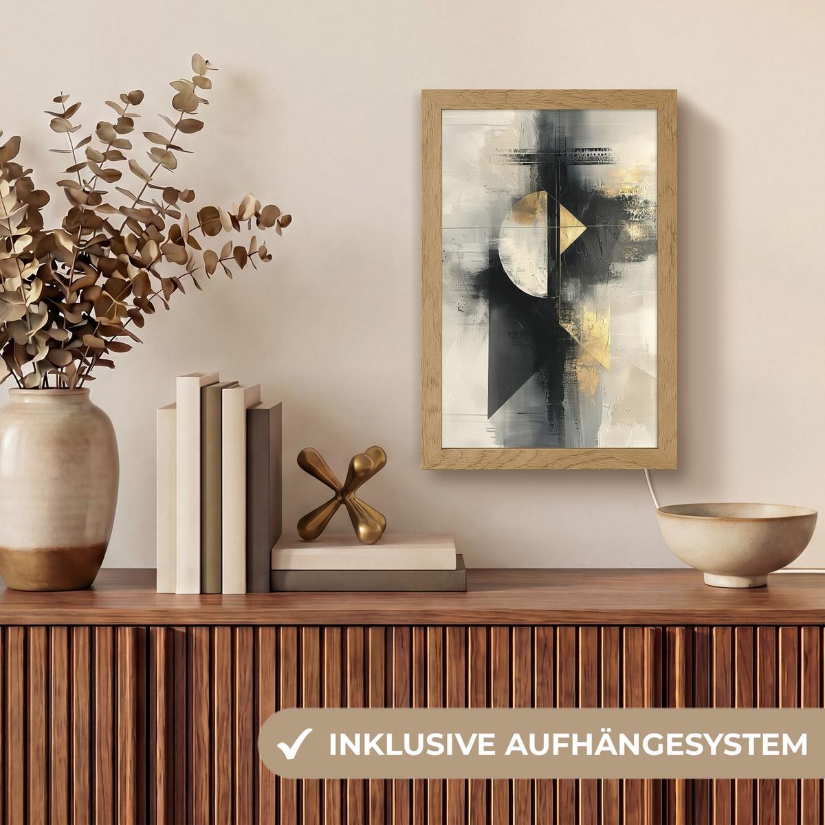 WANDLEUCHTE Abstrakt - Schwarz - Farbe - Modern 20x30 cm - Grau, Holzwerkstoff (20/30/8cm) - OnlyWow