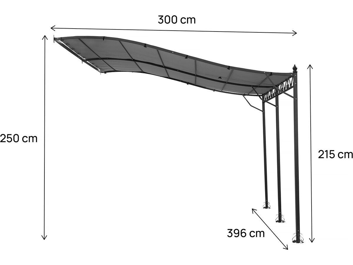PERGOLA - MARKISE pergola tonnelle adossée en métal - 3 x 4 m - gris Grau - Grau, Metall (300/250/396cm) - Habitat Garten