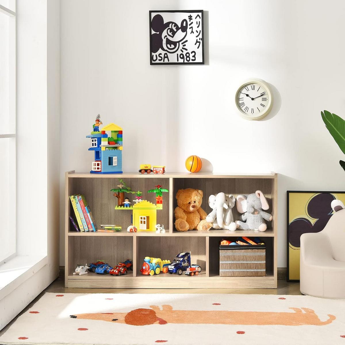 SPIELZEUGSCHRANK Kinder Holz - Apfelbaumfarben, Holz (111/62/30cm) - COSTWAY