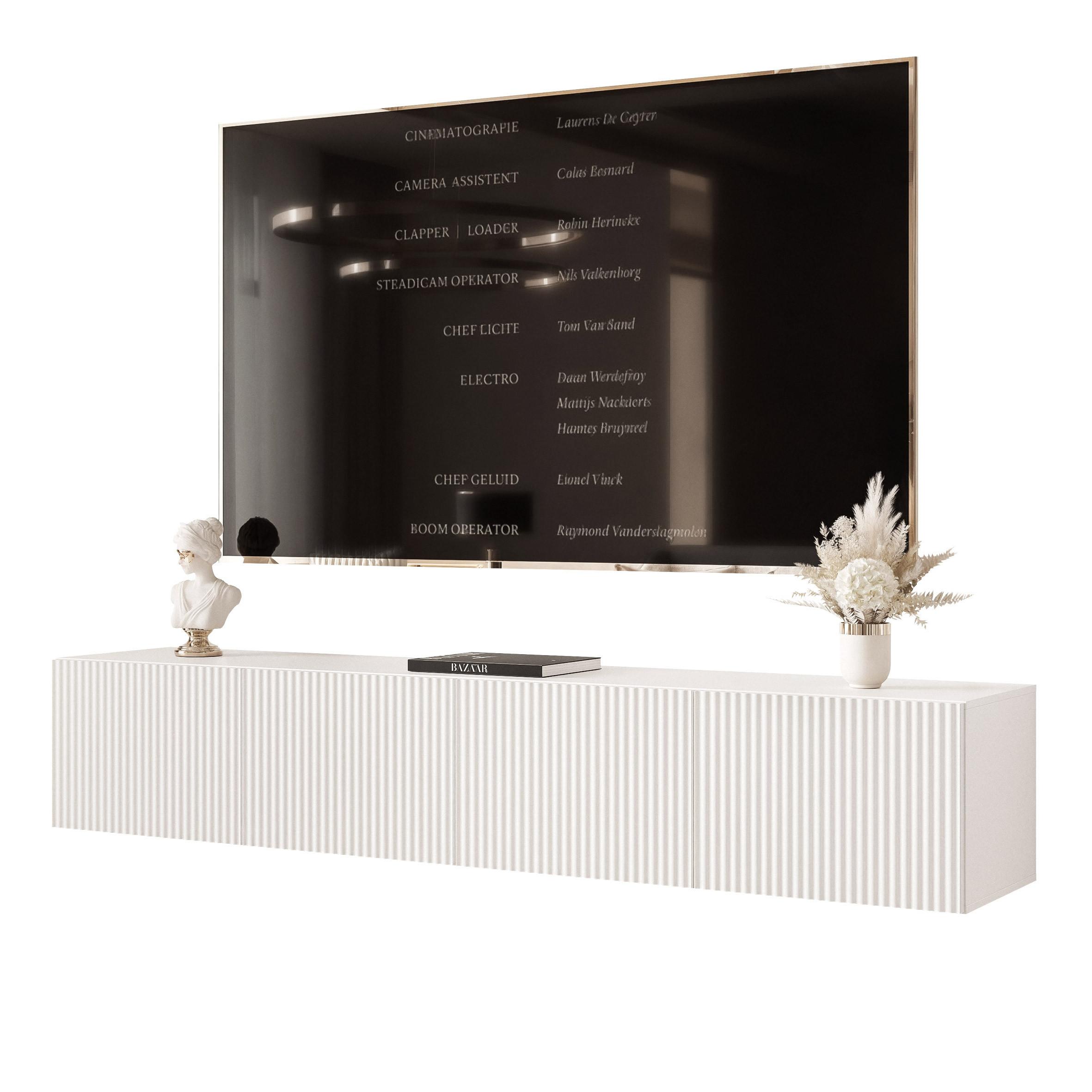 TV-LOWBOARD ANGEL Weiß hängend mit LED-Beleuchtung 200 cm - Weiß, Holzwerkstoff (200/36/40cm) - Idohome