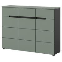 SCHUHKOMMODE Salbei Grün, Basalt Grau 120 cm, Flurkommode mit Soft-Close und Vollauszug - Salbeigrün/Schwarz, Holzwerkstoff/Kunststoff (120/94/37cm) - Inn.Furn