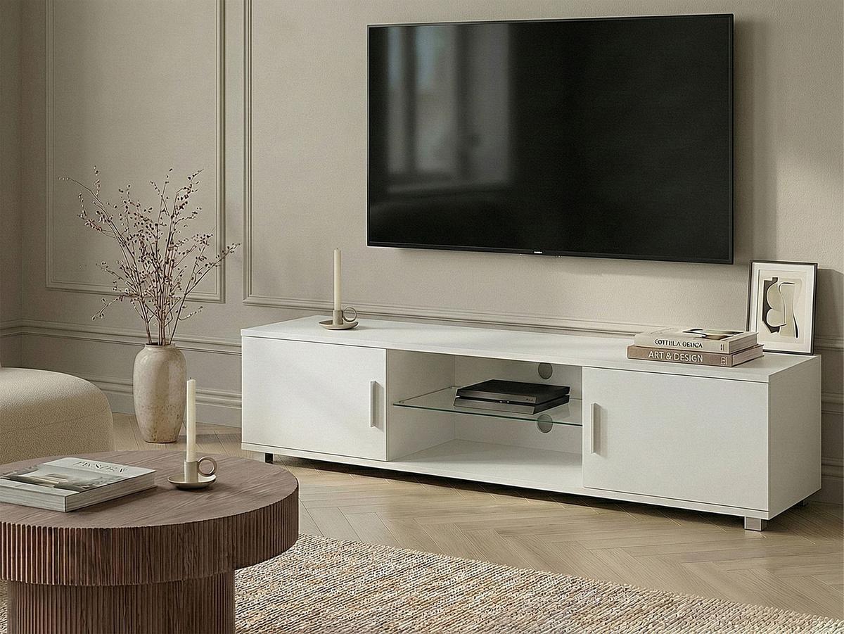 TV-MÖBEL Weiß Chilliwack - Dunkelgrau/Weiß, Holzwerkstoff (140/42/40cm) - Beliani