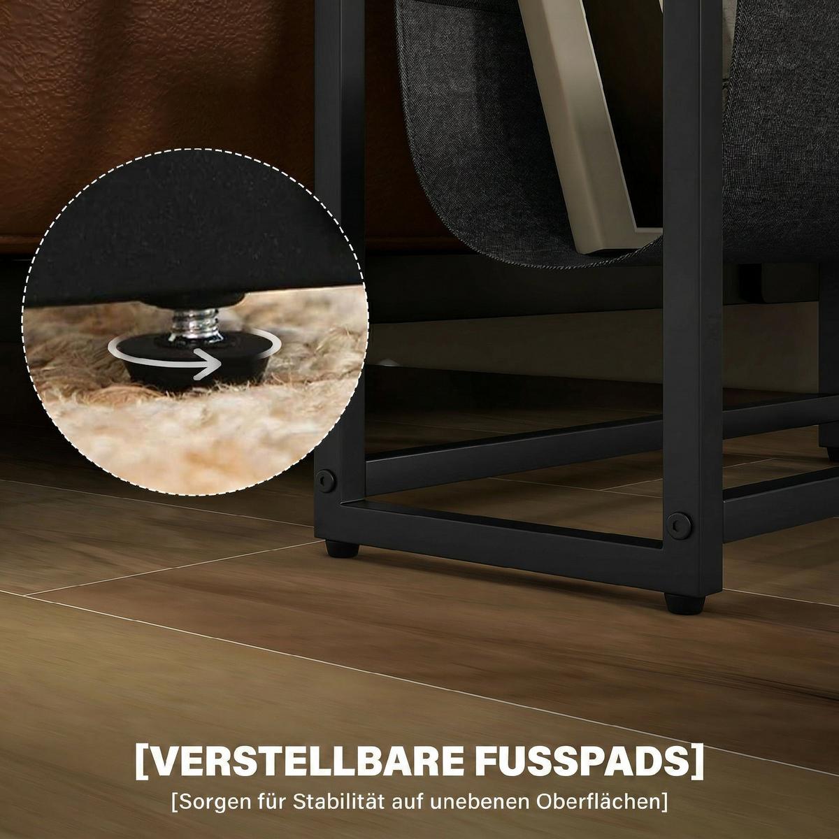 BEISTELLTISCH Holzwerkstoff Stahl Rustikal-Braun - Schwarz/Braun, Holzwerkstoff/Metall (43/18/56cm) - HOMCOM