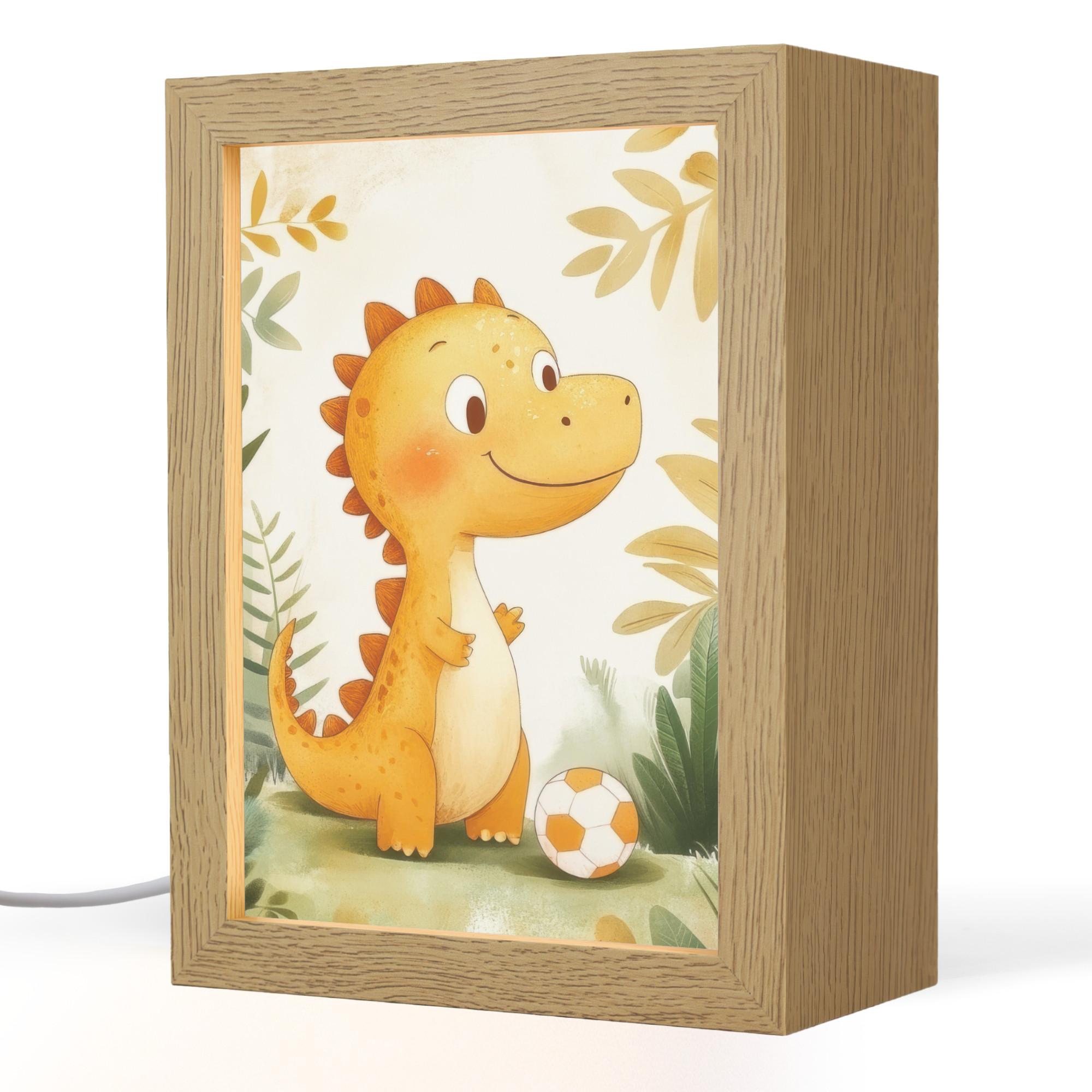 NACHTTISCHLAMPE Dino - Fußball - Orange 15x20 cm - Beige, Holzwerkstoff (8/15/20cm) - OnlyWow
