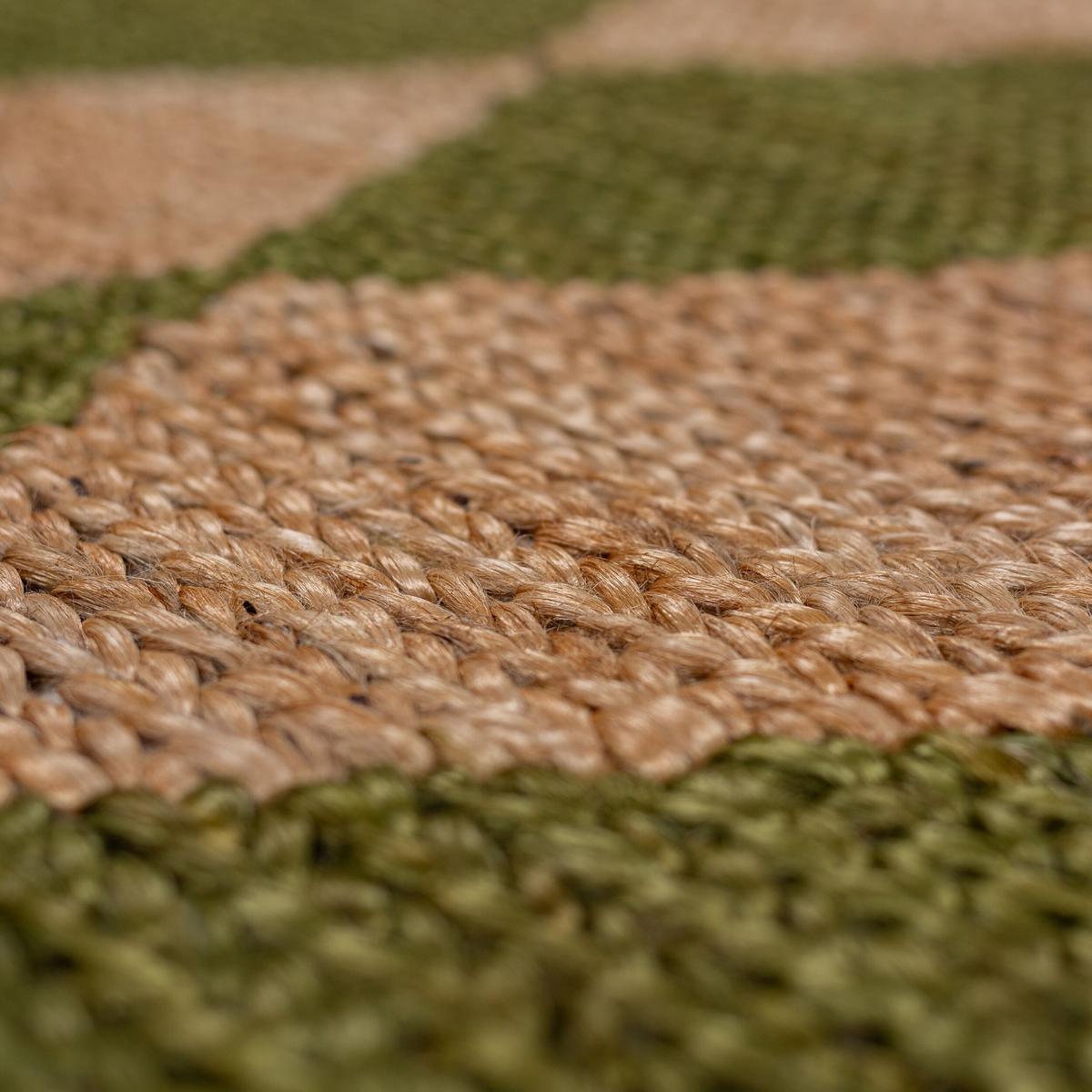 JUTETEPPICH BAIN, mit Rautenmuster, Olivegrün, 80 x 230 cm - Grün, Textil (230/80cm) - KADIMA DESIGN