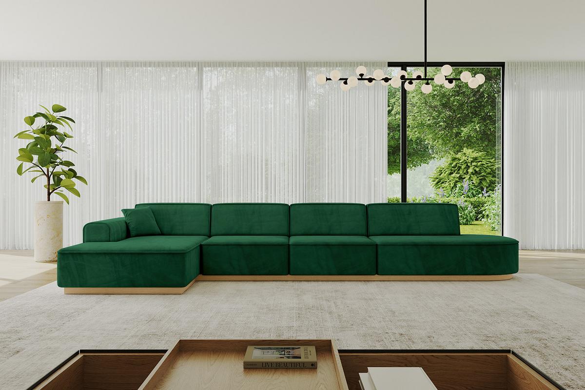 ECKSOFA Ottomane Links IREA-L3-v2 - 413x171x83 cm Grün - Grün, Holzwerkstoff/Textil (413/171cm) - ALTDECOR