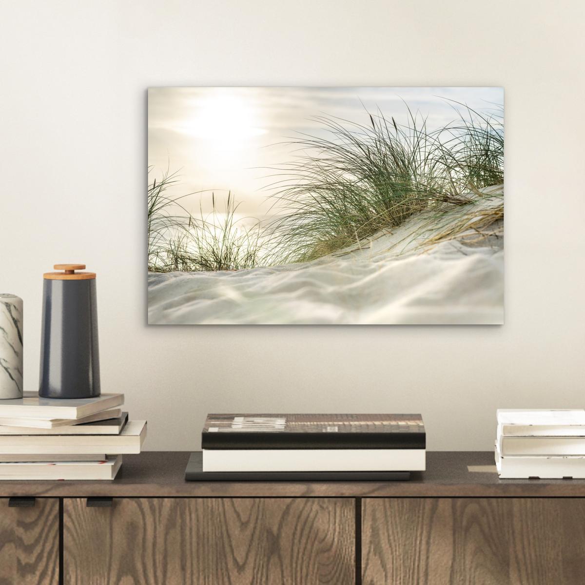 METALLBILD Dünen mit Strandhafer in der Sonne des Nationalparks Schleswig-Holsteinisches Wattenmeer 30x20 cm - Creme, Metall (30/20cm) - MuchoWow