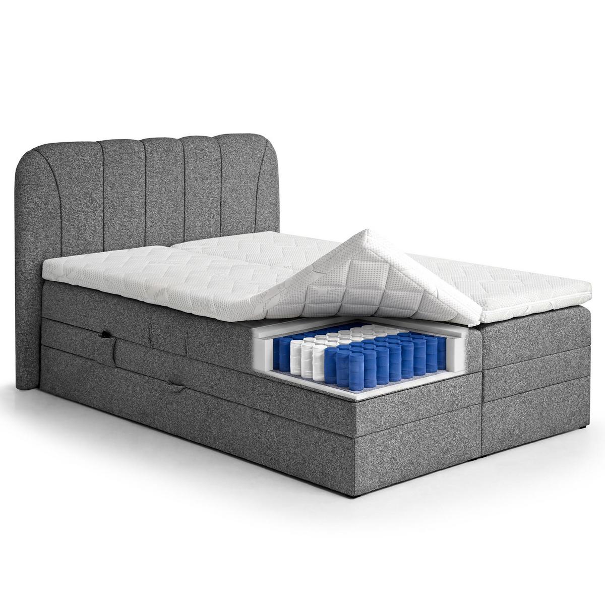BOXSPRINGBETT Romeo mit elektrischer Matratzenverstellung, 160x200 cm, Dunkelgrau - Dunkelgrau, Textil (160/200cm) - Beautysofa