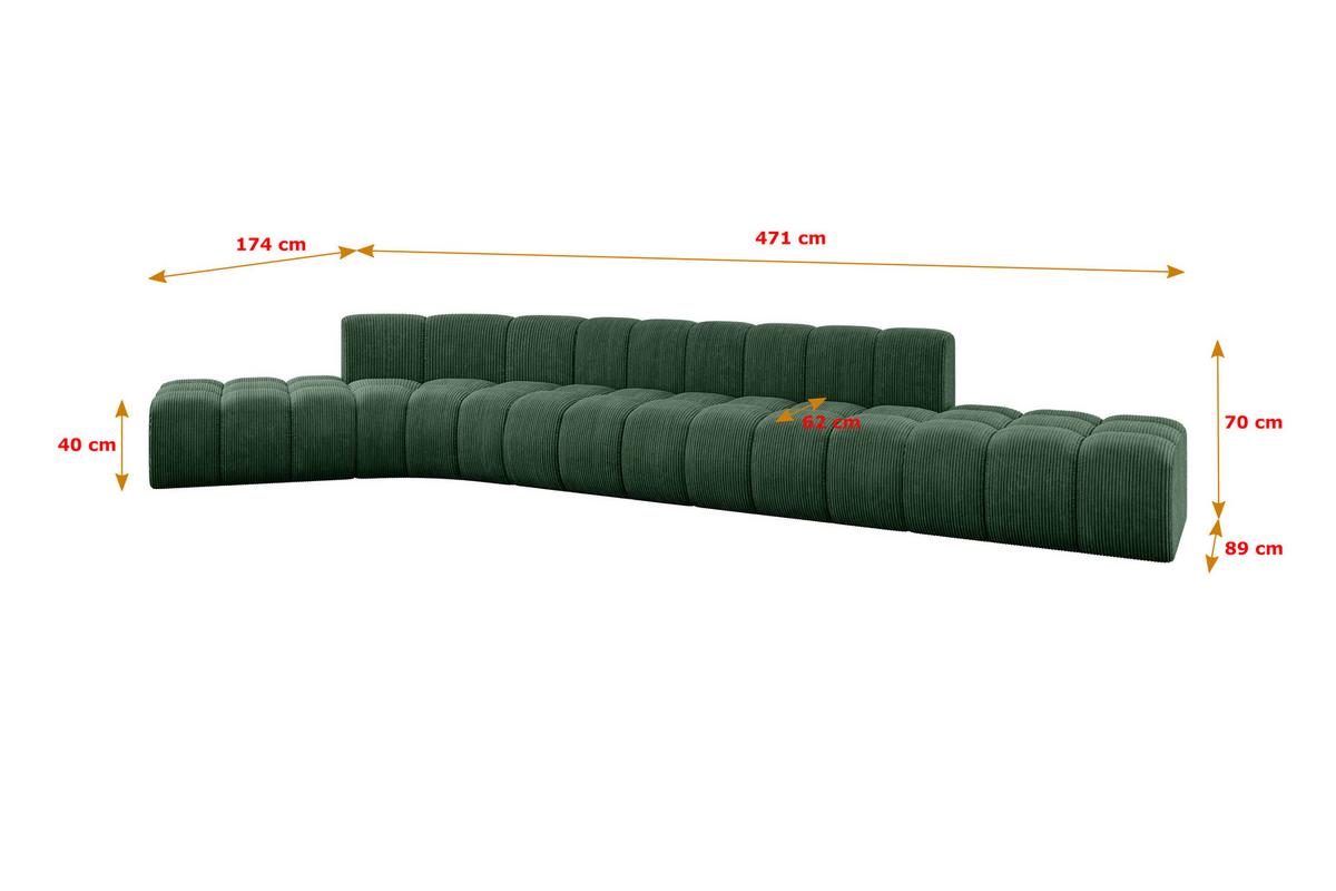 ECKSOFA modulares Sofa Solven-L2 - 471x174x70 cm Grün - Grün, Holzwerkstoff/Textil (471/174cm) - ALTDECOR