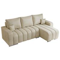 ECKSOFA KIRASSO L Beige Velvet - Beige/Grau, Textil (245/147cm) - MKS