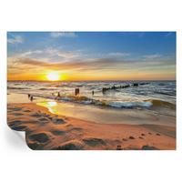 FOTOTAPETE 208x146 cm - Sonnenuntergang am Strand - Gelb, Textil (208/146cm) - Wallfluent