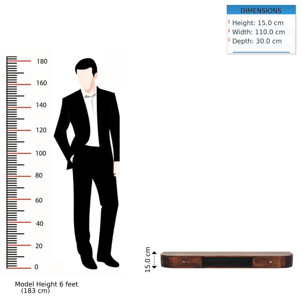 KONSOLENTISCH Kastanien-Finish, 2 Schubladen, 1 offenes Regal, Dunkelbraun - Dunkelbraun, Holz (110/30/15cm) - Artisan Furniture