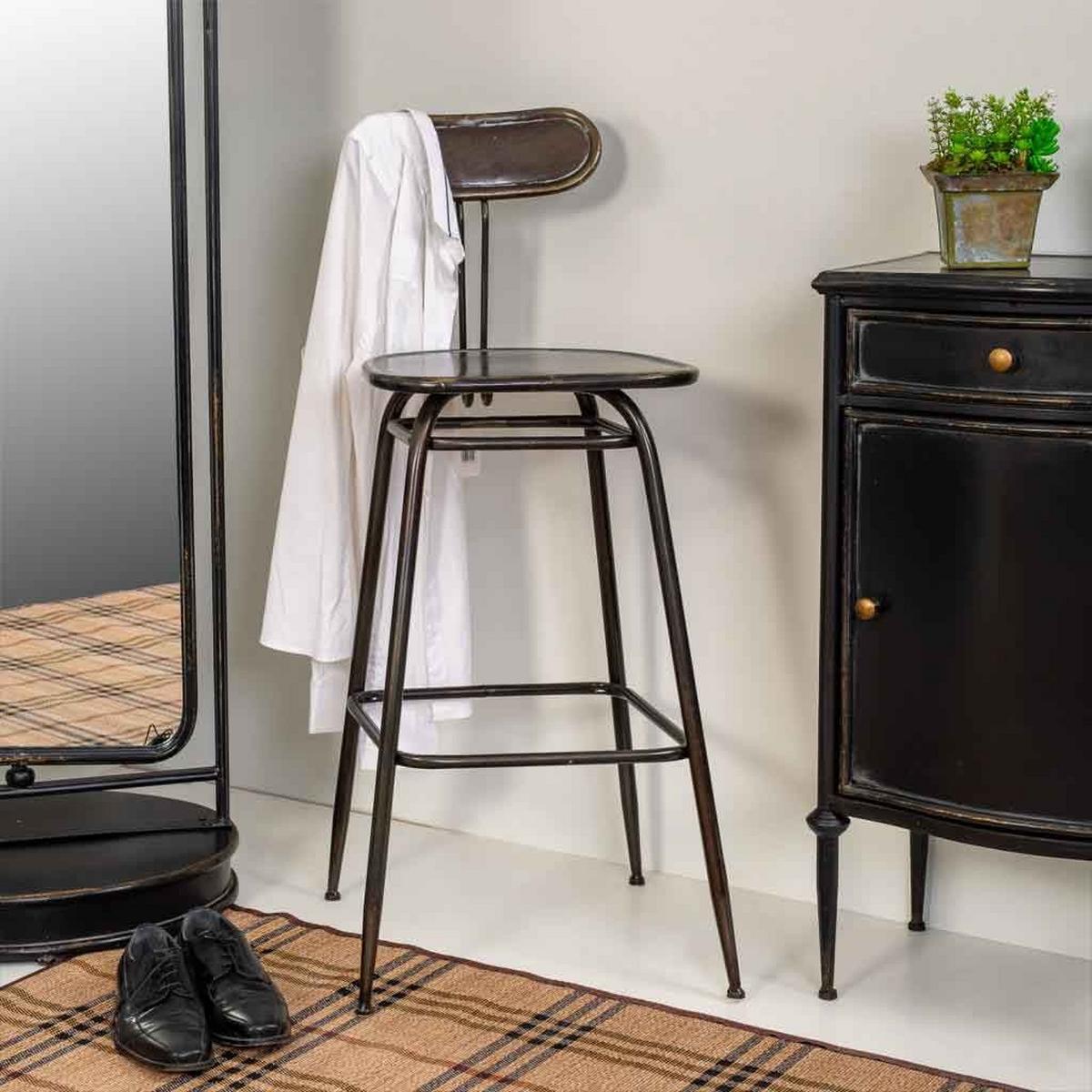 BARHOCKER aus Metall, braun, 45x36x106cm - Schwarz, Metall (45/106/36cm) - Wanderlust