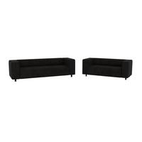 SITZGARNITUR 3+2 Tove Schwarz Cord - Schwarz, Holz/Kunststoff (175/65/80cm) - S-Style Möbel