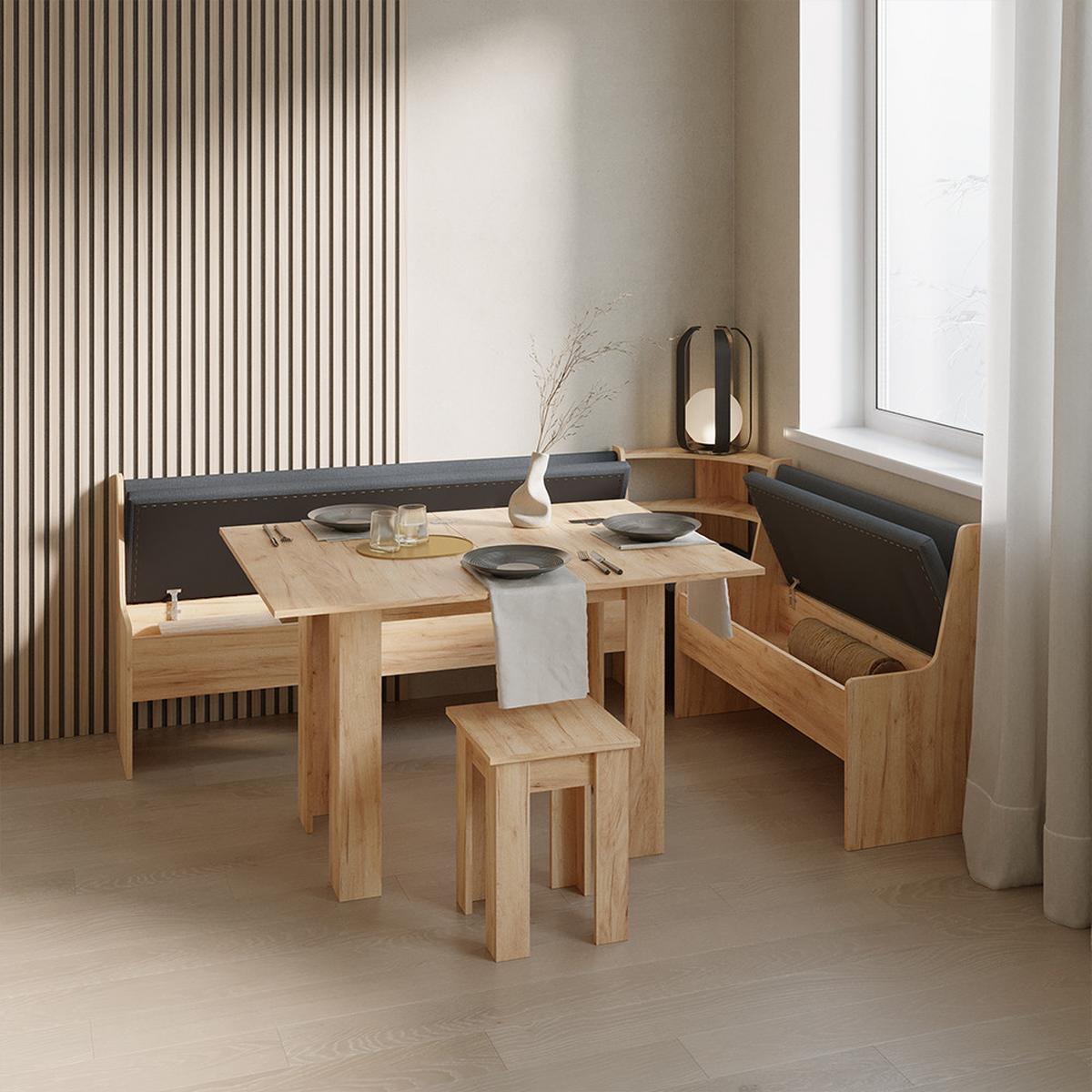 ECKBANKGRUPPE Tiberio Goldkraft Eiche 210 x 150 cm mit Tisch - Honigeiche, Holzwerkstoff (210/80/150cm) - Livinity®