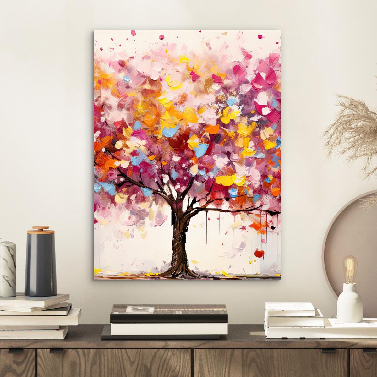 METALLBILD Aquarell - Baum - Kunst - Abstrakt 30x40 cm - Multicolor, Metall (30/40cm) - MuchoWow