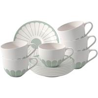 KAFFEETASSEN MIT UNTERTASSEN Fleur Couleur Vert 160 ml 6er Set - Grün, Keramik (14.8/8.9/14.8cm) - Villeroy & Boch