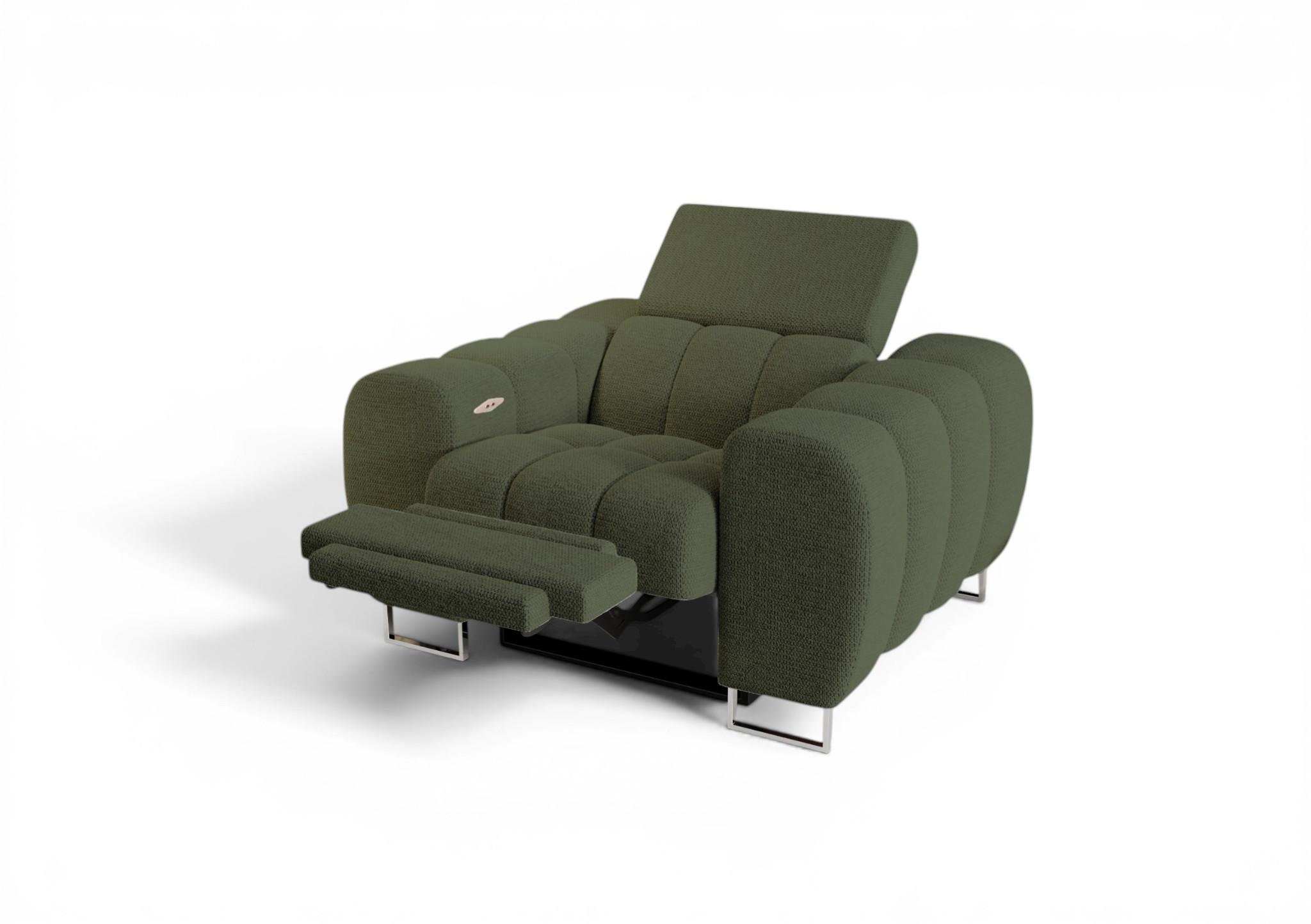 SESSEL Bastien Relax In Stoff Aragon - Grün, Holzwerkstoff/Textil (125/95/97cm) - Fun Möbel