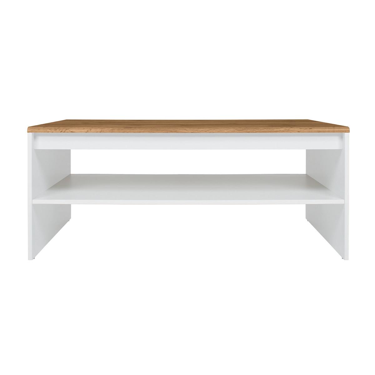 COUCHTISCH Hella Weiß und Holz - Weiß, Holzwerkstoff (65/110/46cm) - Petits-meubles