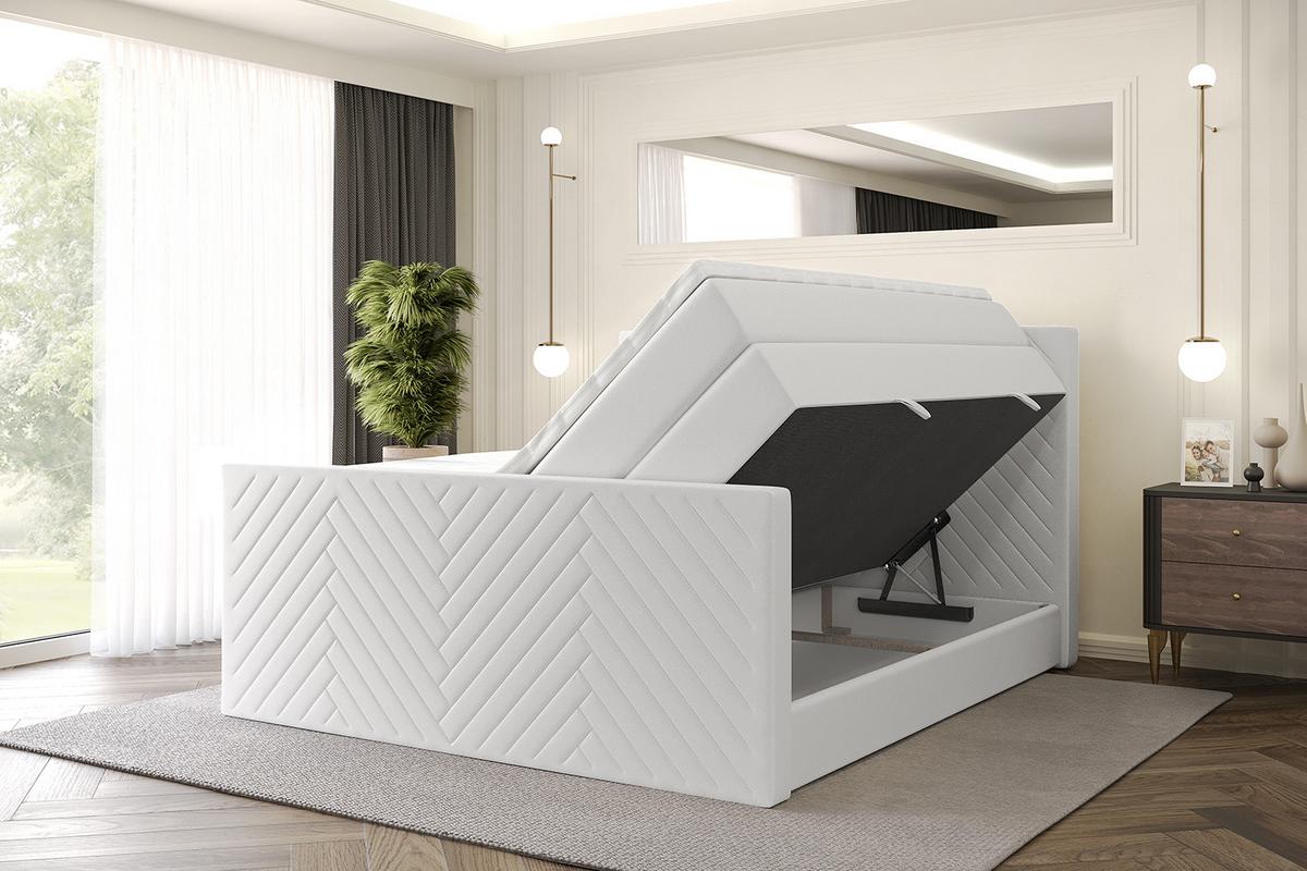 BOXSPRINGBETT mit Matratze und Lattenrost - VEXA-Z KING-120x200 - Weiß Kunstleder - Weiß, Holzwerkstoff (120/200cm) - ALTDECOR