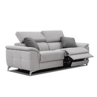 SOFA PLAUEN 3-Sitzer mit 2 Relaxfunktionen, hellgrau - Silberfarben/Hellgrau, Holzwerkstoff/Textil (214/83/105cm) - Wozimo