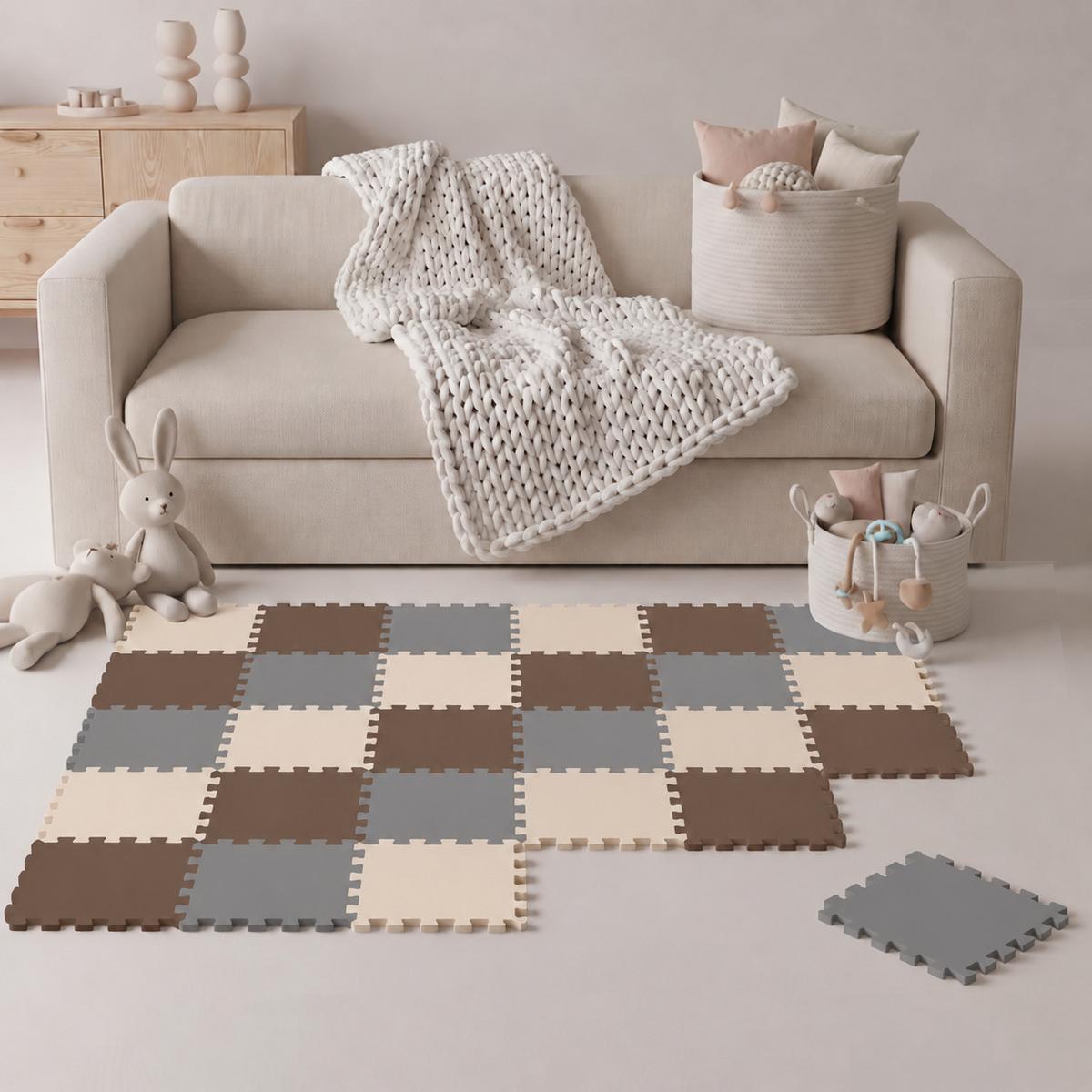 SPIELMATTE ab Null - 270/90 cm Puzzlematte Grau - Multicolor, Kunststoff (30/30cm) - Littletom